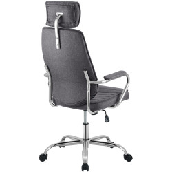 Chaise de bureau Rako, tissu gris foncé