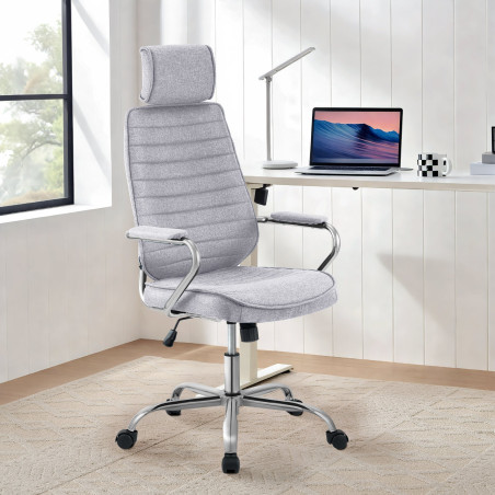 Fauteuil de bureau Rako en tissu gris clair