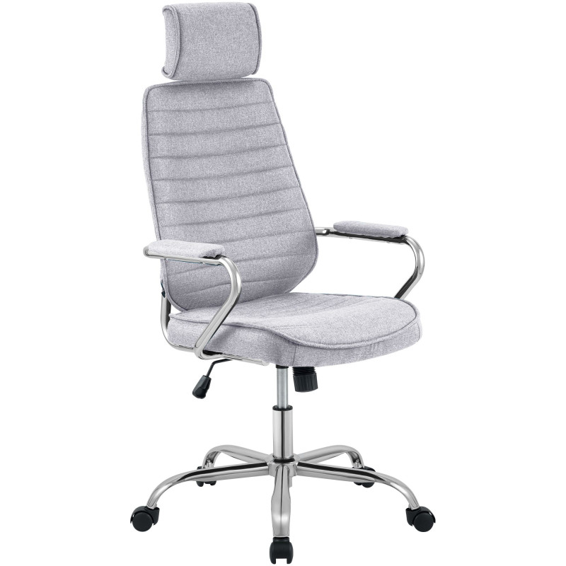 Fauteuil de bureau Rako en tissu gris clair