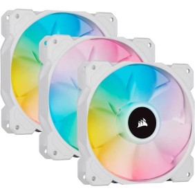 CORSAIR Ventilateur SP Series - White SP120 RGB ELITE - 120mm RGB LED Fan with AirGuide -Triple Pack Lighting Node (CO-9050137-W