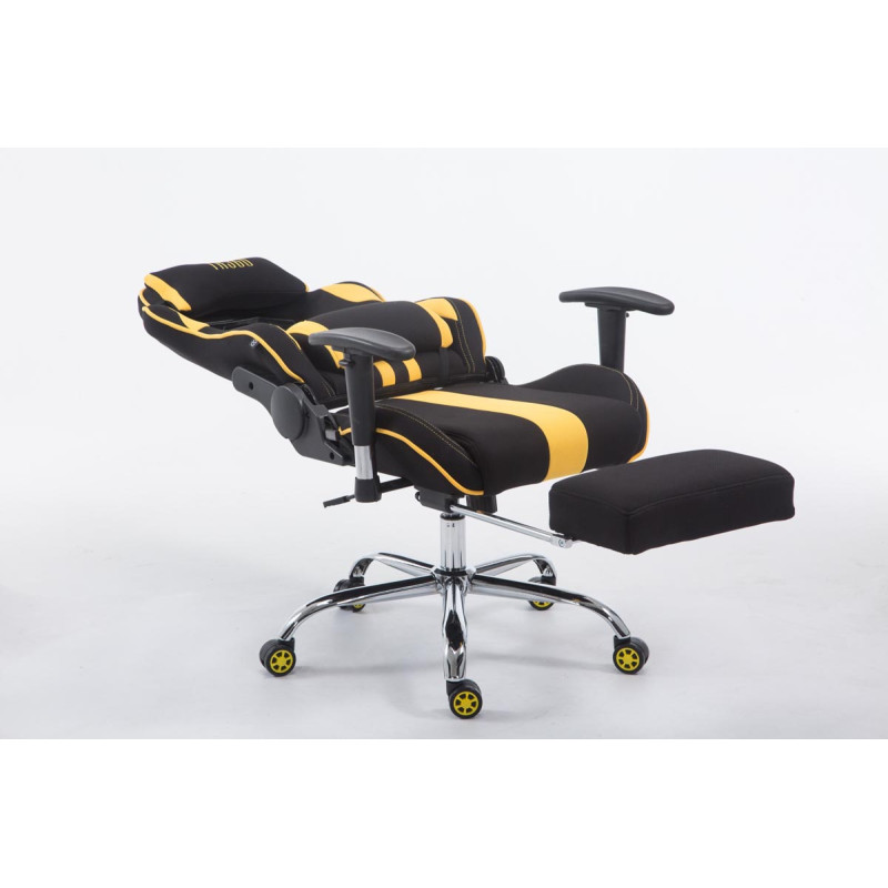 Fauteuil de bureau racing Limit en tissu avec repose-pieds noir/jaune