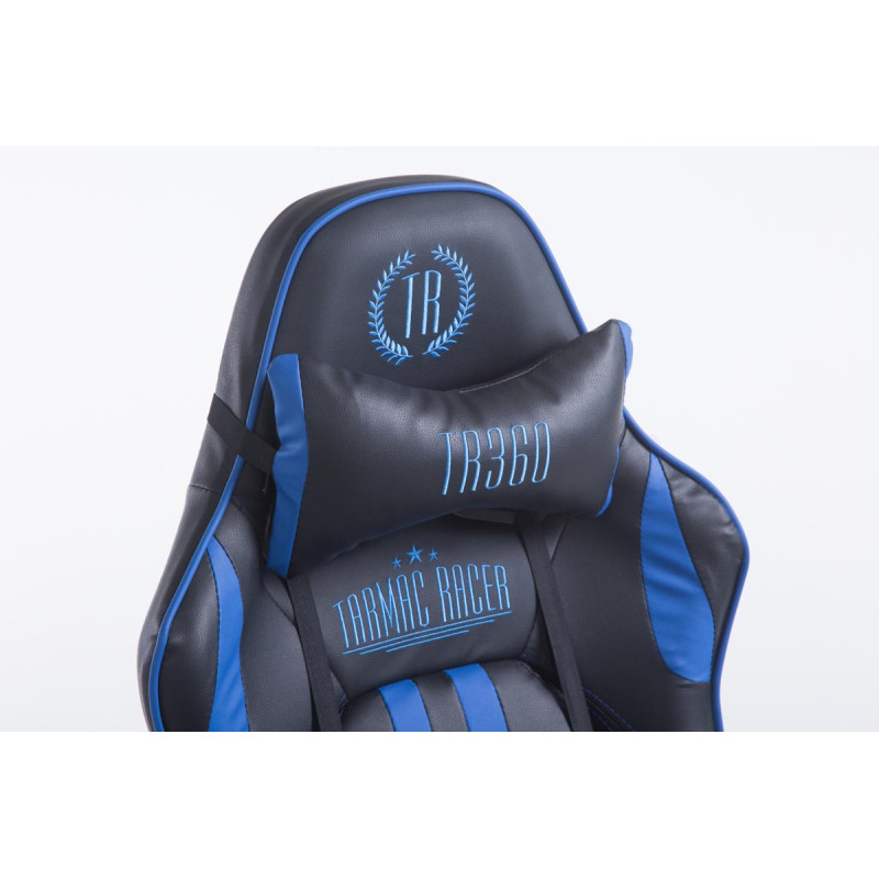 Sedia ufficio Racing Limit in similpelle Nero/blu,Con poggiapiedi