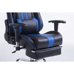 Fauteuil de bureau de course Limit avec repose-pieds noir/bleu