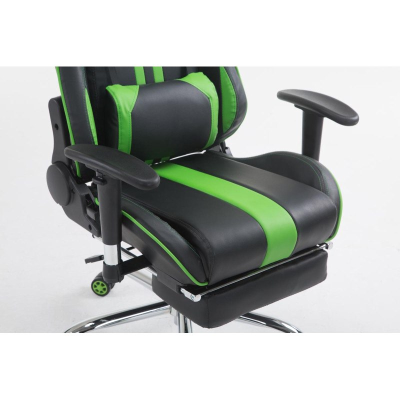 Sedia ufficio Racing Limit in similpelle Nero/verde,Con poggiapiedi