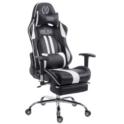 Fauteuil de bureau racing Limit avec repose-pieds, noir/blanc