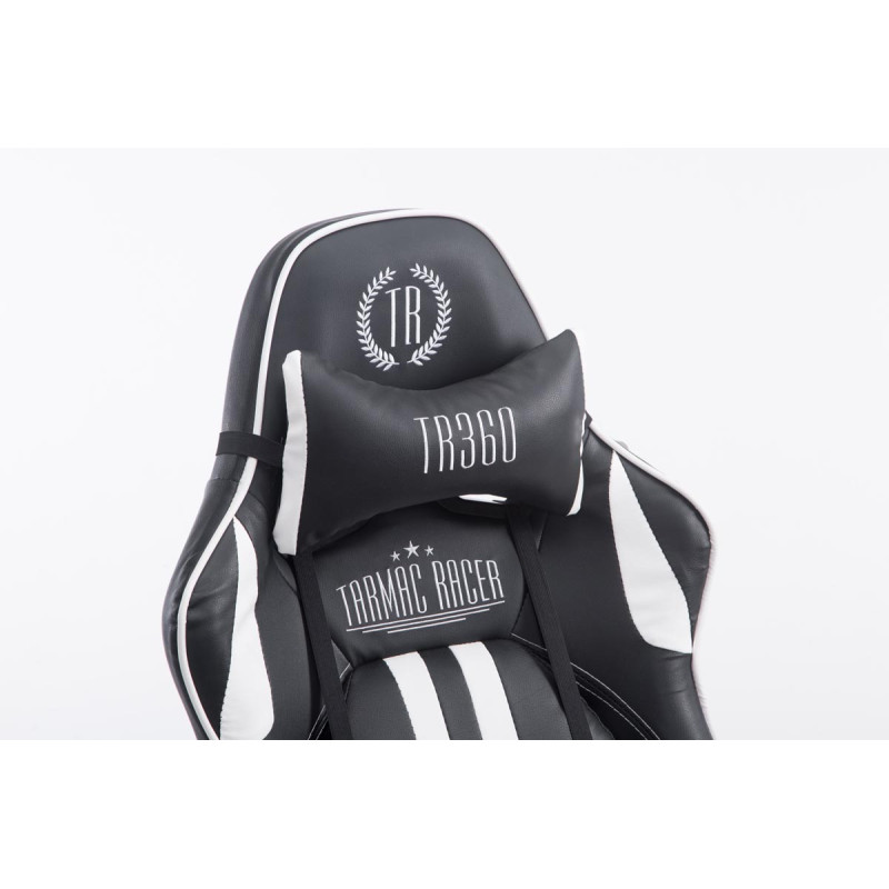 Fauteuil de bureau de course Limit avec repose-pieds noir/blanc