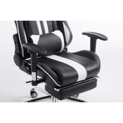 Fauteuil de bureau racing Limit avec repose-pieds, noir/blanc