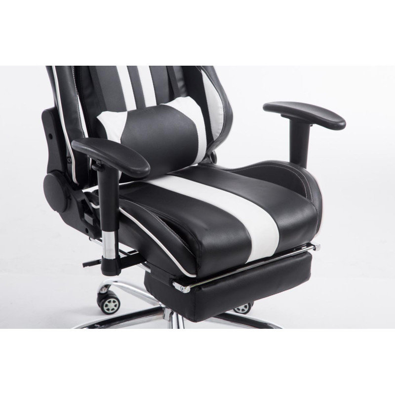 Fauteuil de bureau de course Limit avec repose-pieds noir/blanc