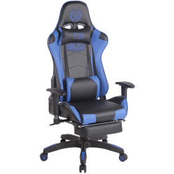 Fauteuil de bureau racing Turbo avec repose-pieds, noir/bleu