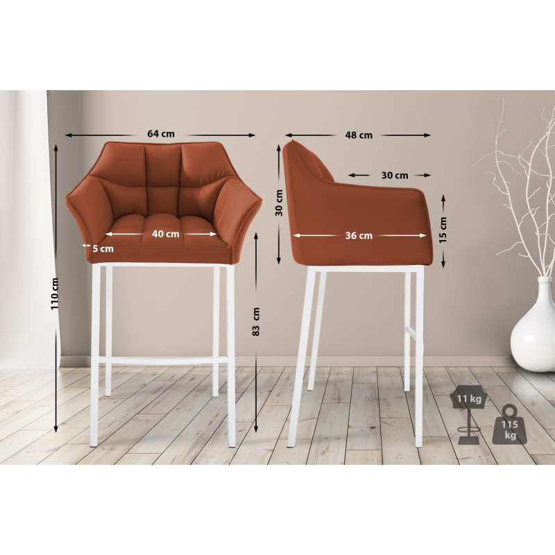 Tabouret de bar Damaso avec structure à 4 pieds, marron clair