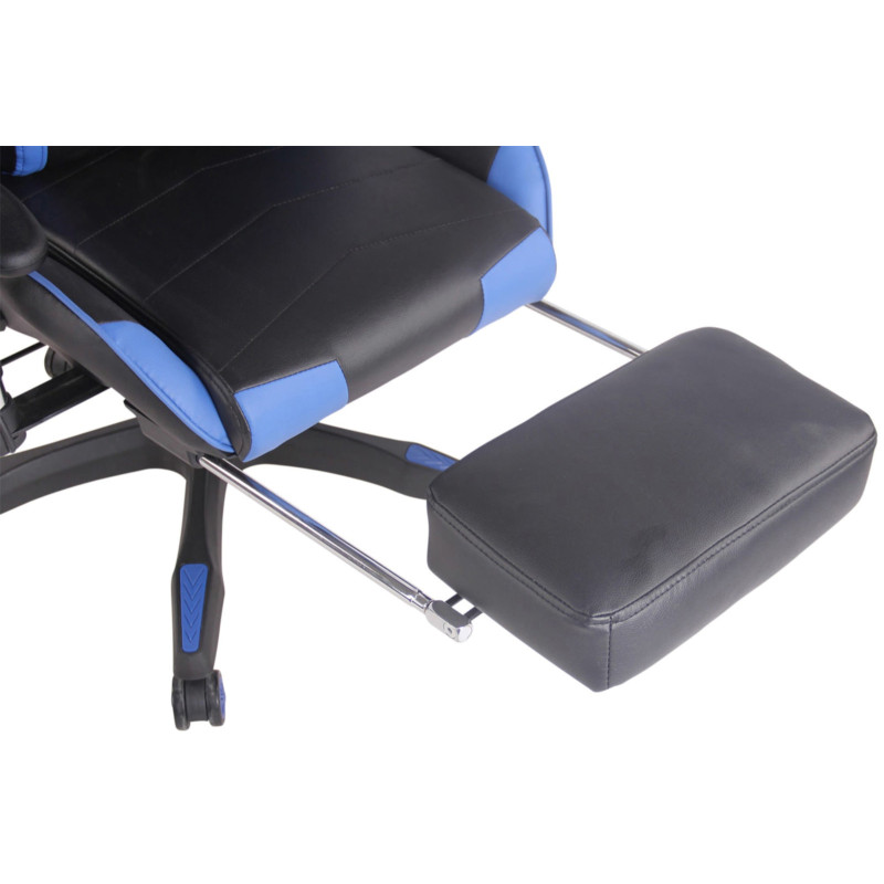 Fauteuil de bureau de course Turbo avec repose-pieds noir/bleu