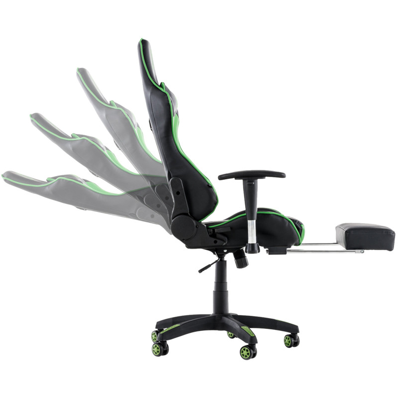 Fauteuil de bureau de course Turbo avec repose-pieds noir/vert