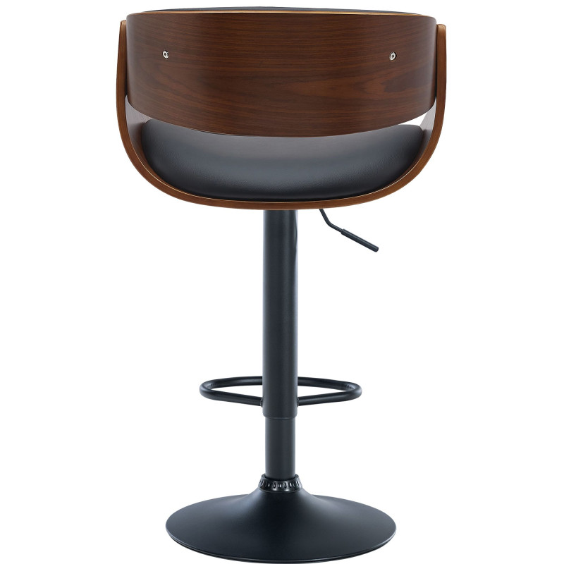 Tabouret de bar Portmore simili cuir noir noyer/noir