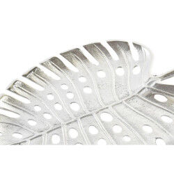 Centre de Table Home ESPRIT Argenté Aluminium Moderne Feuille d'une plante 38,5 x 28 x 3 cm