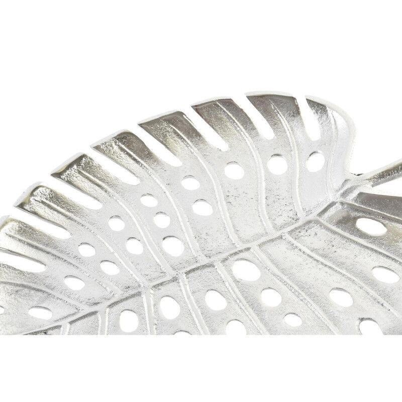 Centre de Table Home ESPRIT Argenté Aluminium Moderne Feuille d'une plante 38,5 x 28 x 3 cm