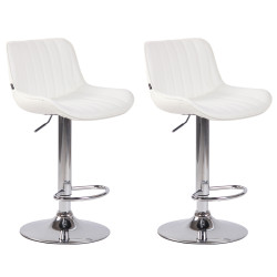Set di 2 sgabelli da bar Lentini, similpelle, cromo-bianco