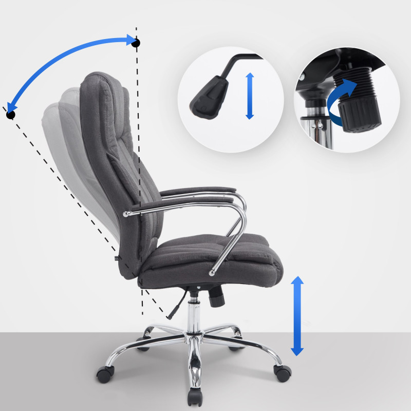 Silla De Oficina XXL Xanthos En Tela Gris oscuro