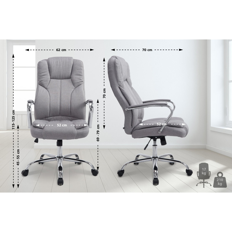 Silla De Oficina XXL Xanthos En Tela Gris