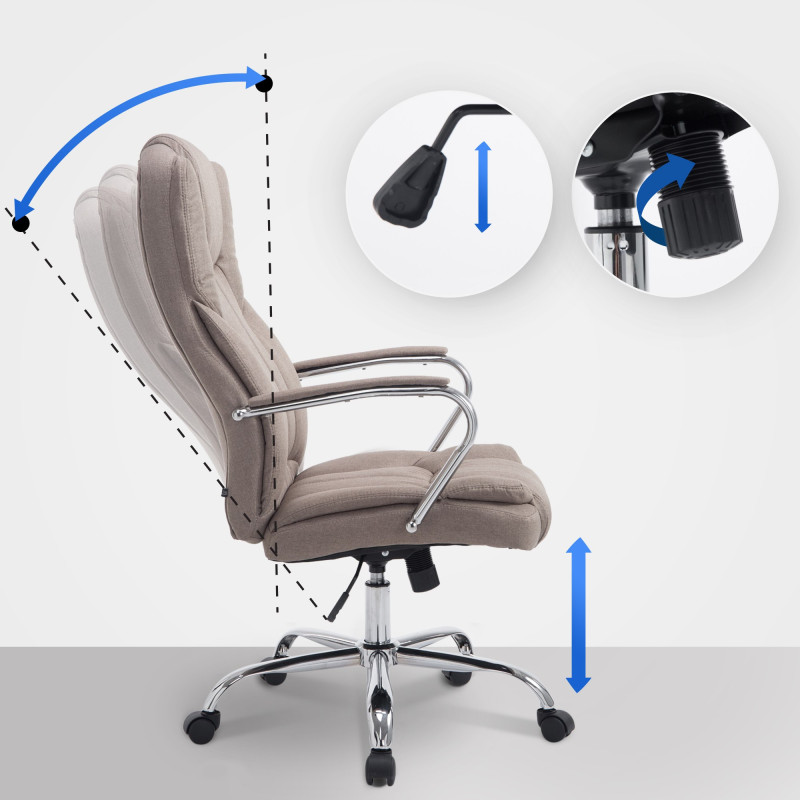 Silla De Oficina XXL Xanthos En Tela Gris topo