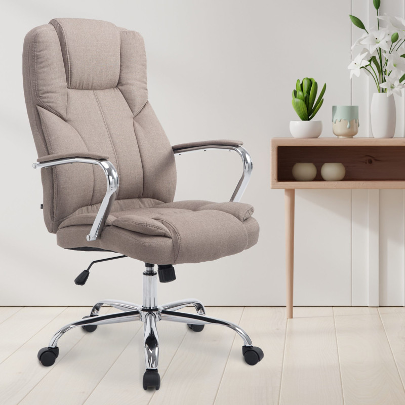 Grande chaise de bureau Xanthos, tissu taupe