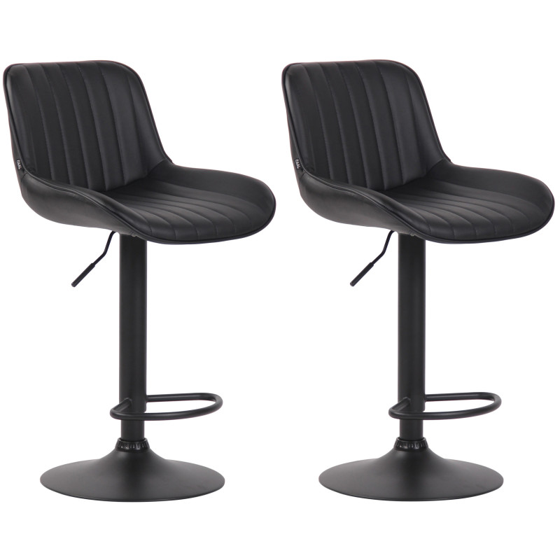 Lot de 2 tabourets de bar Lentini simili cuir noir