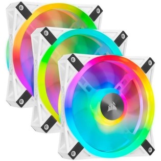 CORSAIR  QL120 RGB Blanc, 120mm RGB LED Fan, Triple Pack + Node CORE (CO-9050104-WW)