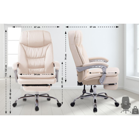 Sedia ufficio XL Troy in similpelle crema