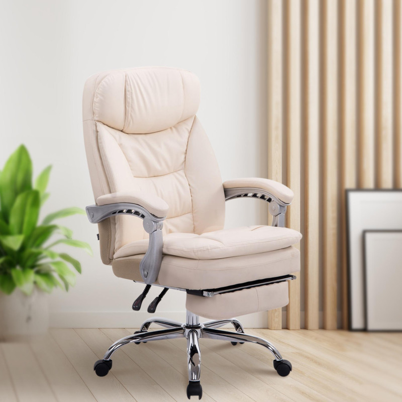 Sedia ufficio XL Troy in similpelle crema