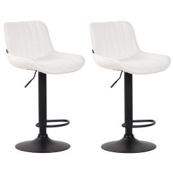 Lot de 2 tabourets de bar Lentini simili cuir noir et blanc