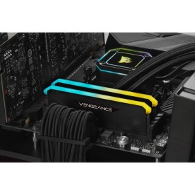 Mémoire RAM - CORSAIR - Vengeance RGB RS - DDR4 - 16GB 2x8GB DIMM - 3200 MHz - 1.35V - Noir (CMG16GX4M2E3200C16)