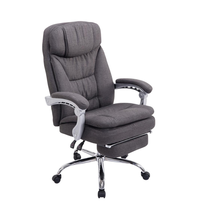 Fauteuil de bureau XL Troy en tissu gris foncé