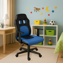 Fauteuil de bureau pour enfants Fun noir/bleu