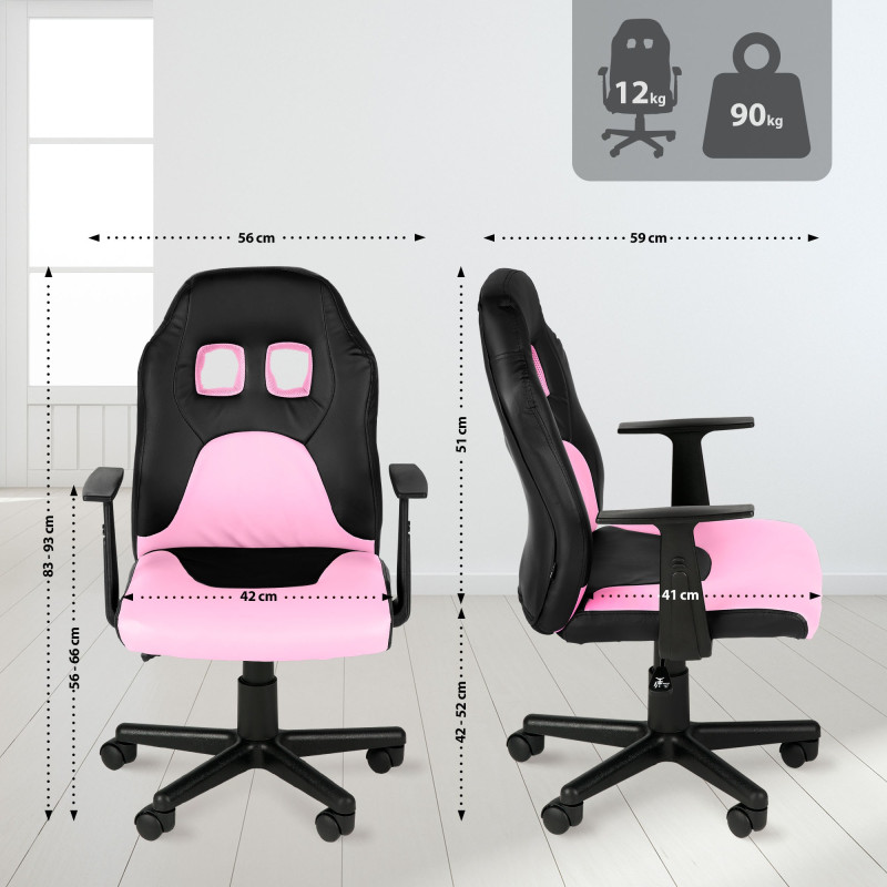 Fauteuil de bureau pour enfants Fun noir/rose
