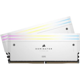 Mémoire RAM - CORSAIR - Dominator Titanium RGB DDR5 - 32GB 2x16GB DIMM - 6600MT/s - Intel XMP 3.0 - 1.40V - Blanc