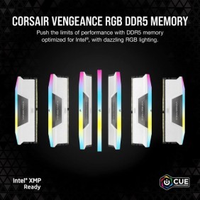 CORSAIR Vengeance RGB DDR5 - 32GB 2x16GB DIMM - 5200MHz - Unbuffered, 40-40-40-77, XMP 3.0, White Heatspreader, RGB LED, 1.25V