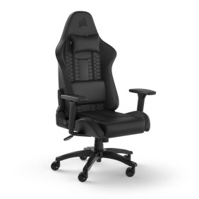 CORSAIR - Chaise bureau - Fauteuil Gaming - TC100 RELAXED - Similicuir - Ergonomique - Accoudoirs réglables - Noir -