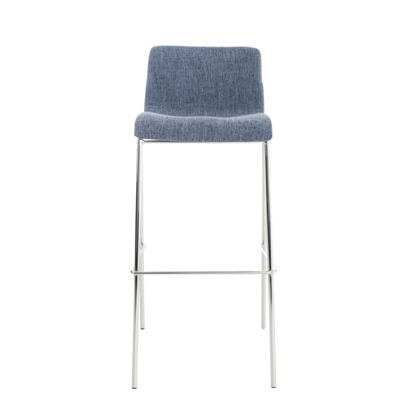 Lot de 2 tabourets de bar Hoover tissu 4 pieds structure chromée bleu