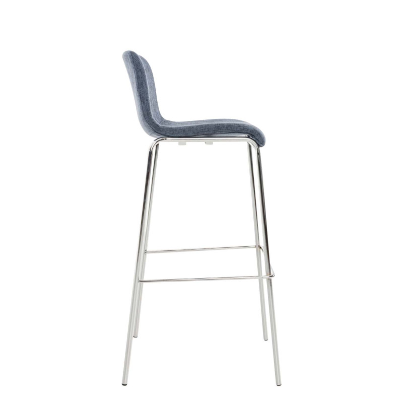 Lot de 2 tabourets de bar Hoover tissu 4 pieds structure chromée bleu
