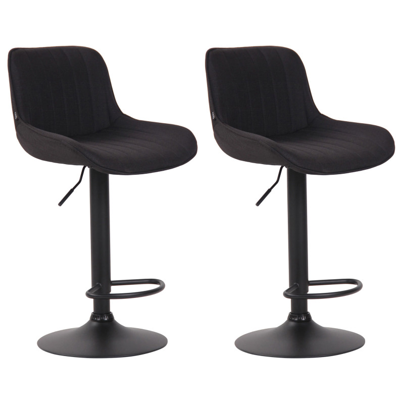 Lot de 2 tabourets de bar Lentini tissu noir noir