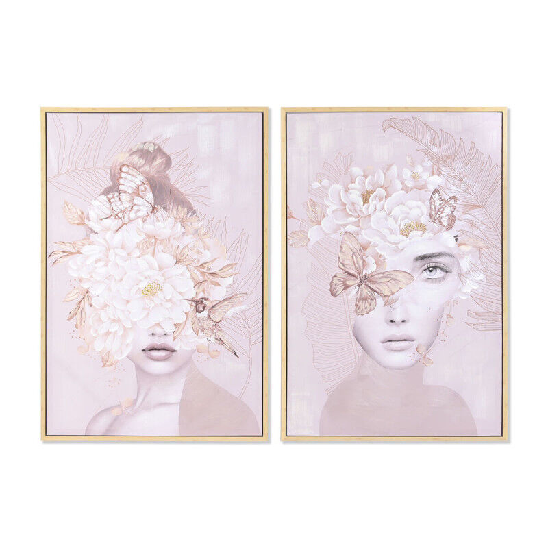 Cadre DKD Home Decor Fleurs Moderne (80 x 4 x 120 cm) (2 Unités)