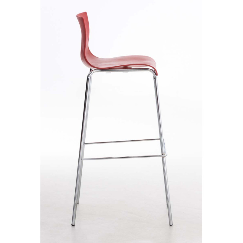 Lot de 2 tabourets de bar Hoover en plastique, structure à 4 pieds, chromé rouge