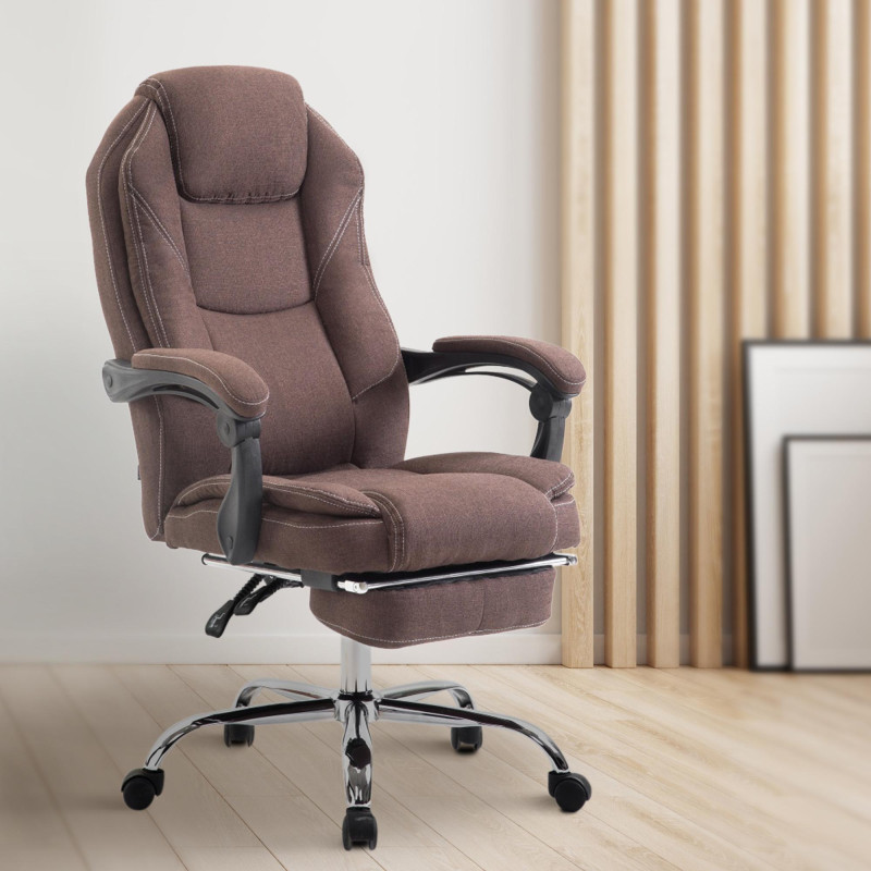 Fauteuil de bureau Castle en tissu marron