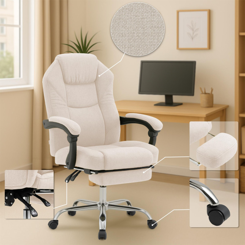 Fauteuil de bureau Castle tissu crème