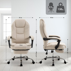 Fauteuil de bureau Castle tissu crème