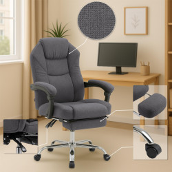 Fauteuil de bureau Castle en tissu gris foncé