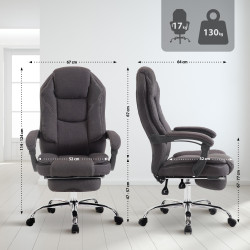 Fauteuil de bureau Castle en tissu gris foncé