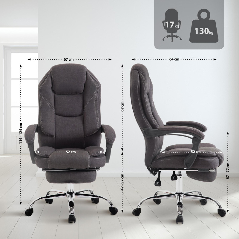 Fauteuil de bureau Castle en tissu gris foncé