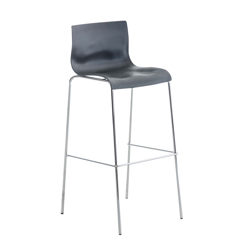 Lot de 2 tabourets de bar Hoover en plastique, structure à 4 pieds, chromé gris