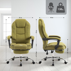 Fauteuil de bureau Castle tissu vert