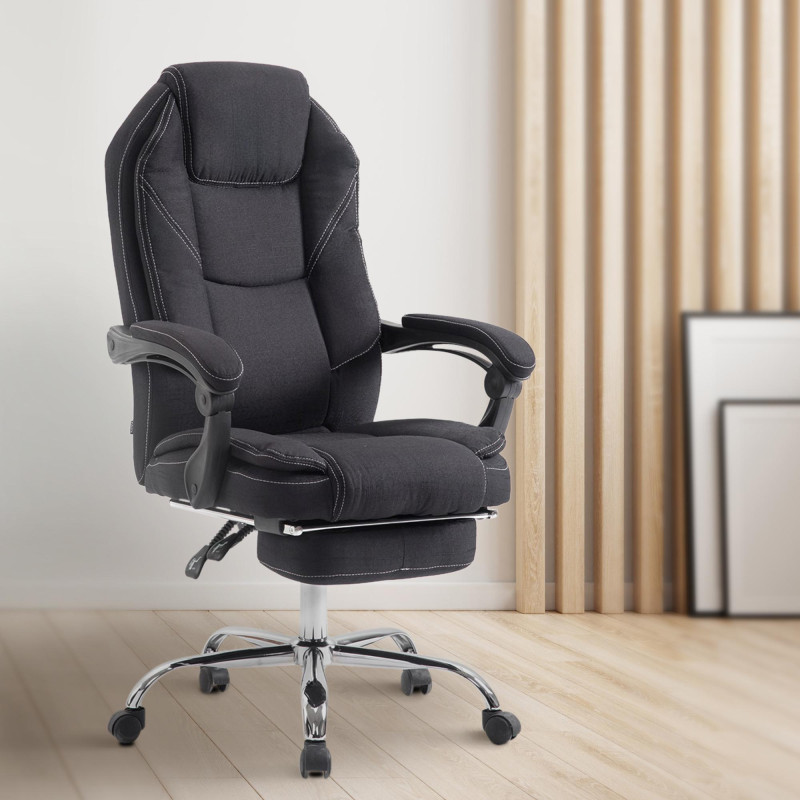 Fauteuil de bureau Castle en tissu noir